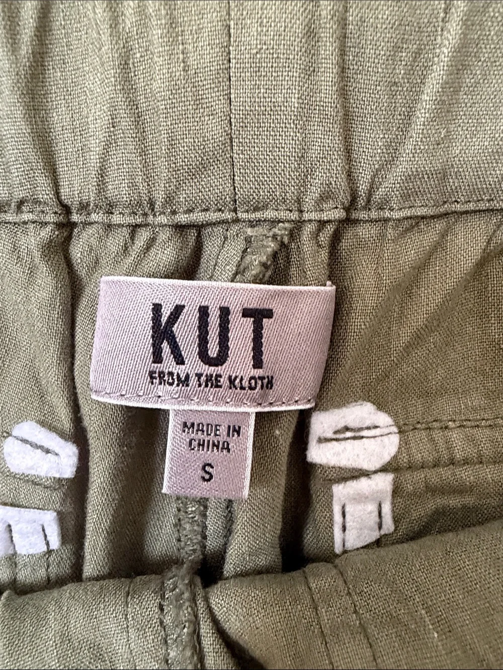 Kut from the Cloth Drawstring Linen Blend   Pants - Olive Green size small